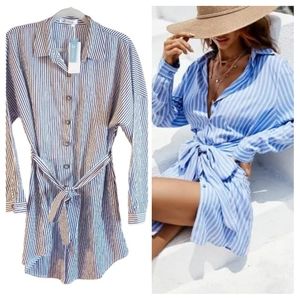 Cupshe size large stripped button up shirt dress. 🌼